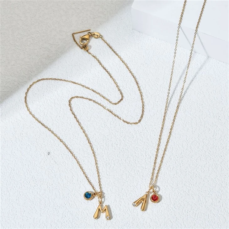 Birthstone Letter Pendant Necklace factory