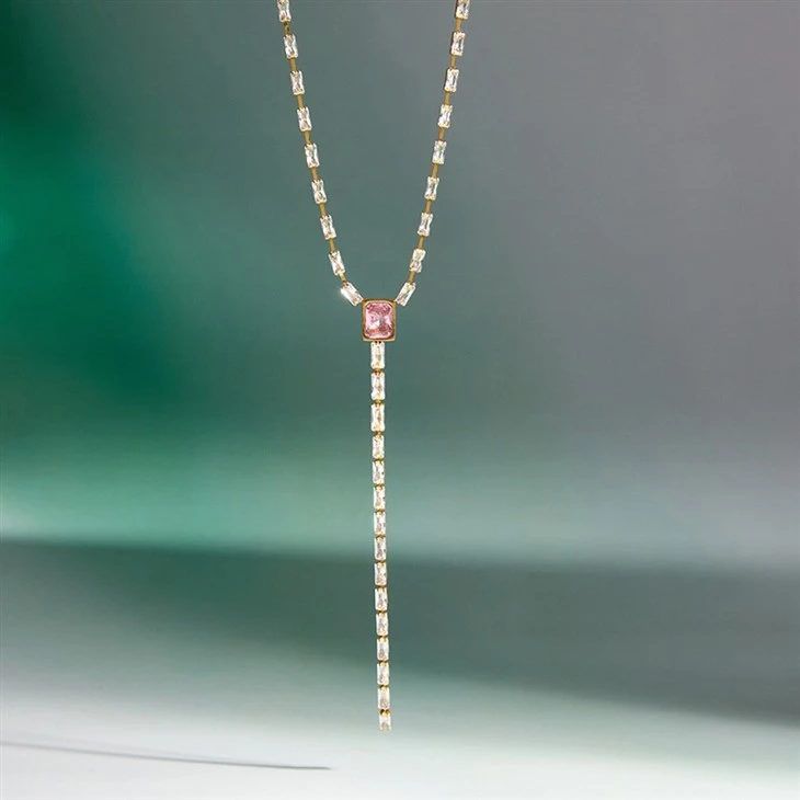 CZ Y Drop Lariat Necklace high quality