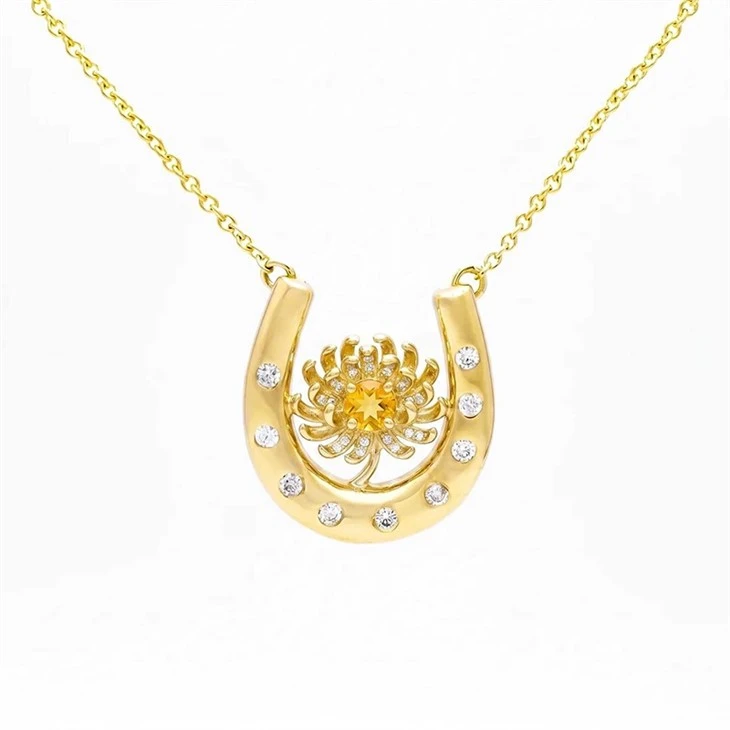 Floral Horseshoe Pendant Necklace factory