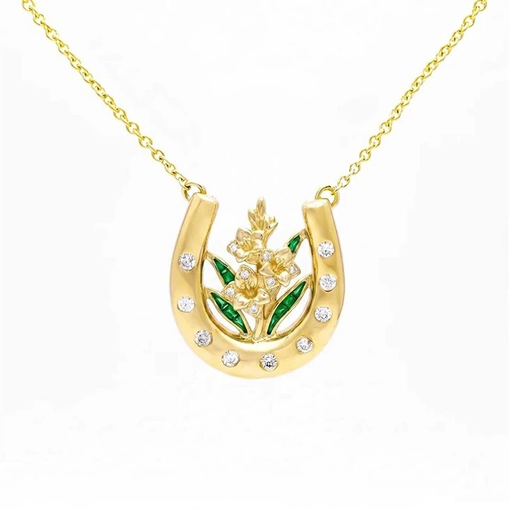 Floral Horseshoe Pendant Necklace high quality
