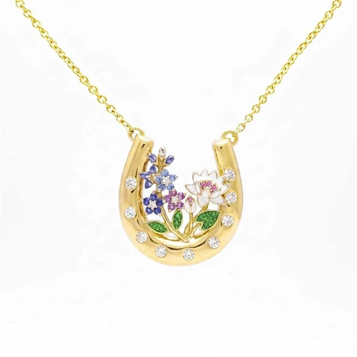 Floral Horseshoe Pendant Necklace suppliers
