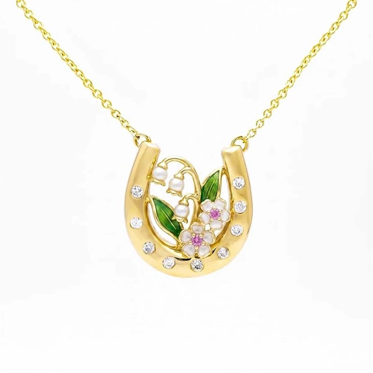Floral Horseshoe Pendant Necklace suppliers