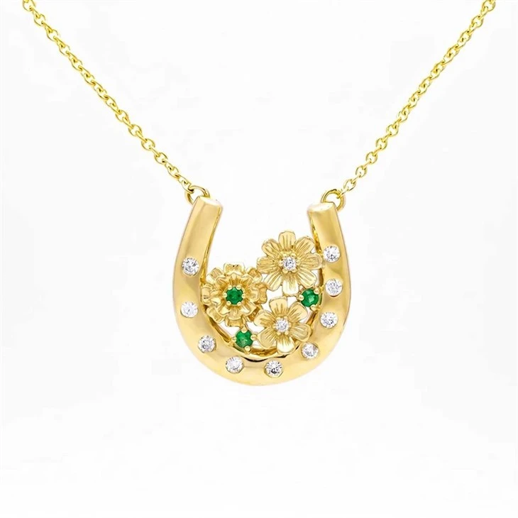 Floral Horseshoe Pendant Necklace high quality
