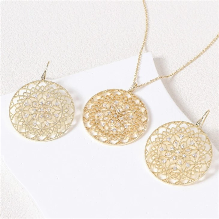 Zircon Filigree Disc Necklace